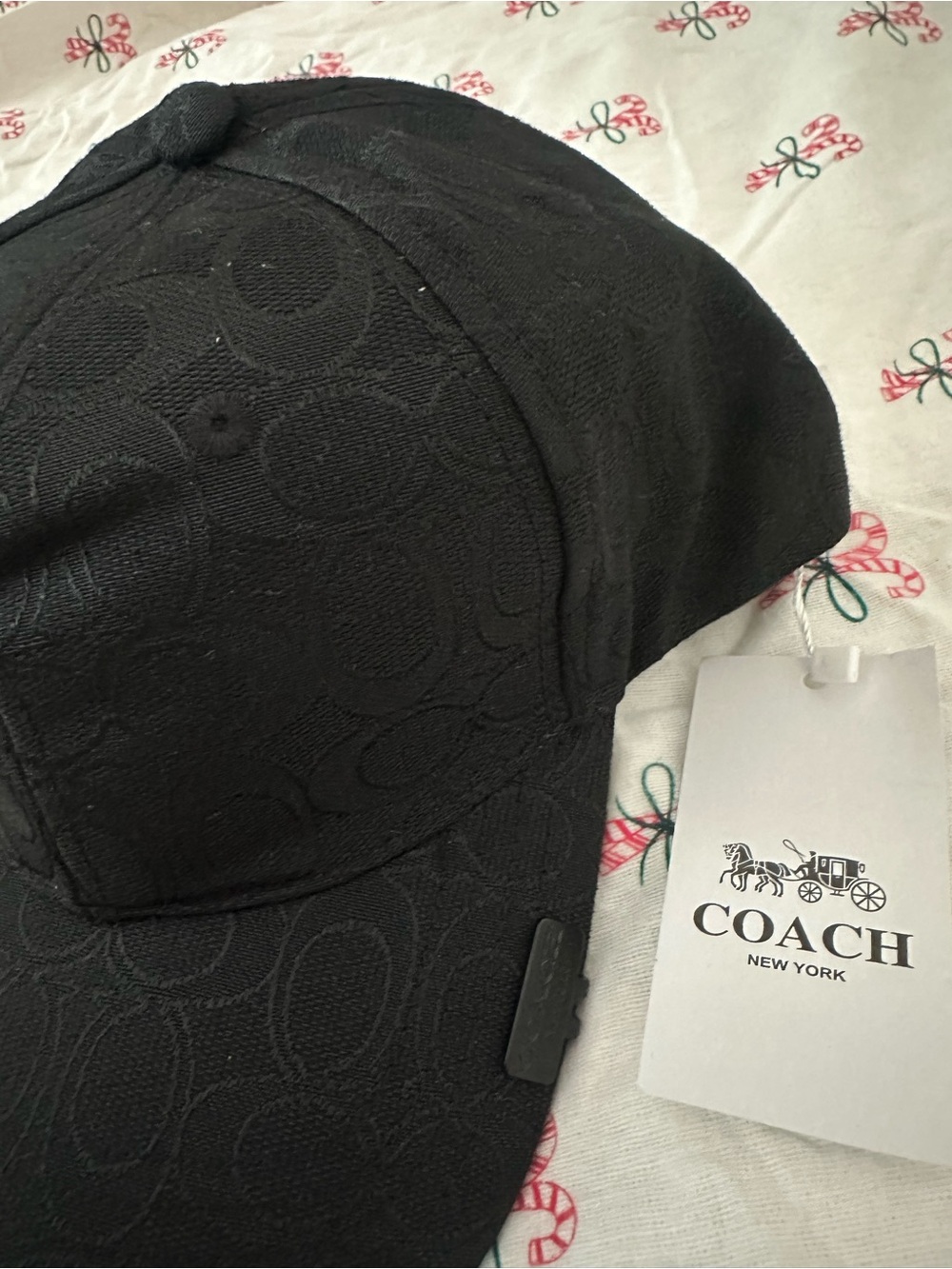Coach Black Signature Jacquard Baseball Cap